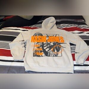 Men's NAS HIPHOP HEAVYWEIGHT Cream Graphic Hoodie Sweatshirt RARE